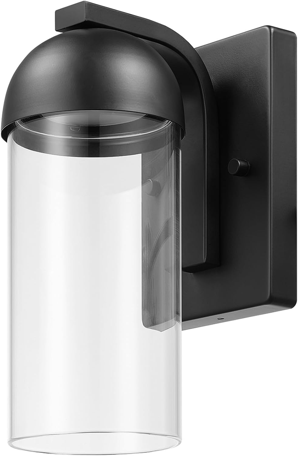 Globe Electric 60000023 Aplique de pared LED integrado de 12 W, negro mate, pantalla de vidrio transparente, iluminación exterior moderna,