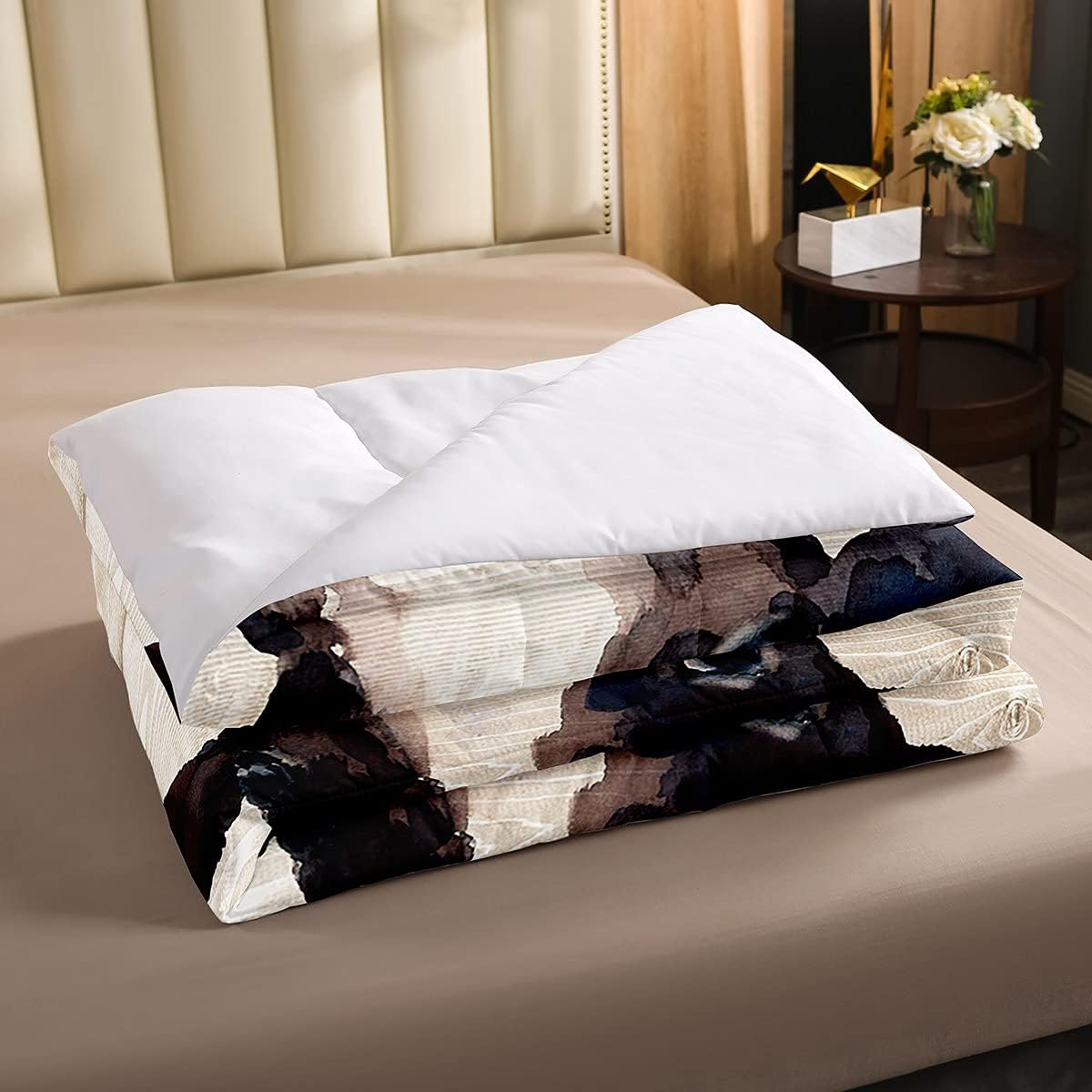Feelyou Juego de edredón con estampado de vaca para niños, juego de ropa de cama de girasol de animales de granja para niños y niñas, edredón con
