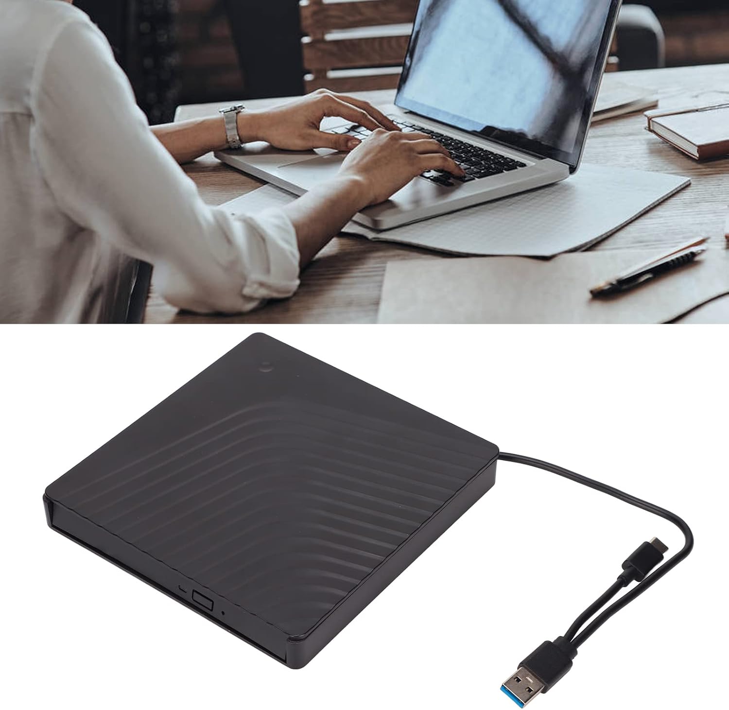 Unidad de DVD externa, USB 3.0 portátil SATA DVD RW controlador adecuado para 0.500 in0.374 in, hasta 5Gbps transmisión de datos, para