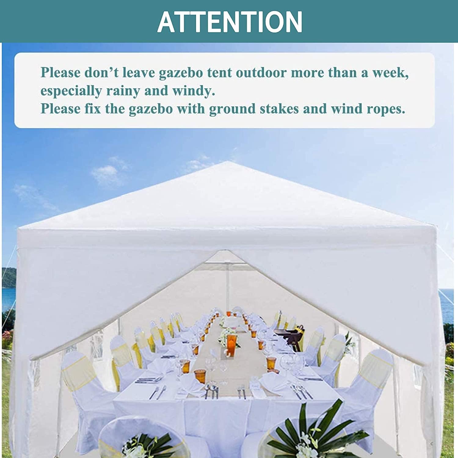 U-Kiss Toldo de 10 x 30 pies, para fiestas, bodas, patio, eventos, jardín, exterior, refugio para barbacoa con 8 lados extraíbles, impermeable,