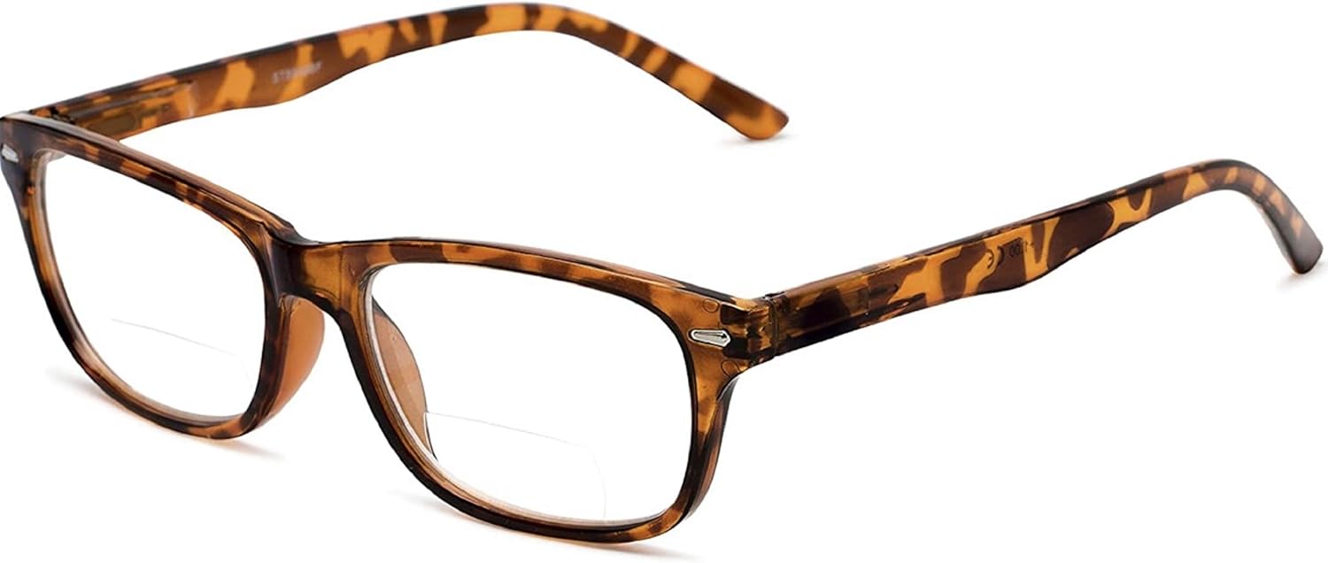 The Manhattan – Lentes de lectura bifocales para lectura, lentes de estilo rectangular para hombres y mujeres + tortuga marrón 3.50