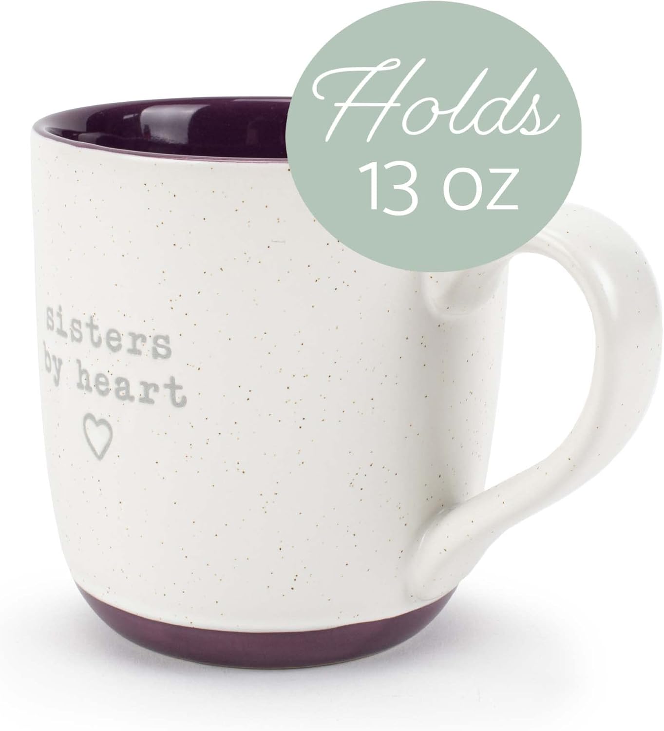 Elanze Designs Sisters By Heart – Taza de café de cerámica de 13 onzas, color morado moteado
