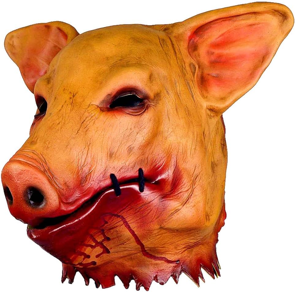 Máscara de cerdo de látex de animales aterradores, disfraz de Halloween, accesorios de cosplay, cabeza de cerdo sangrienta, máscara de terror de