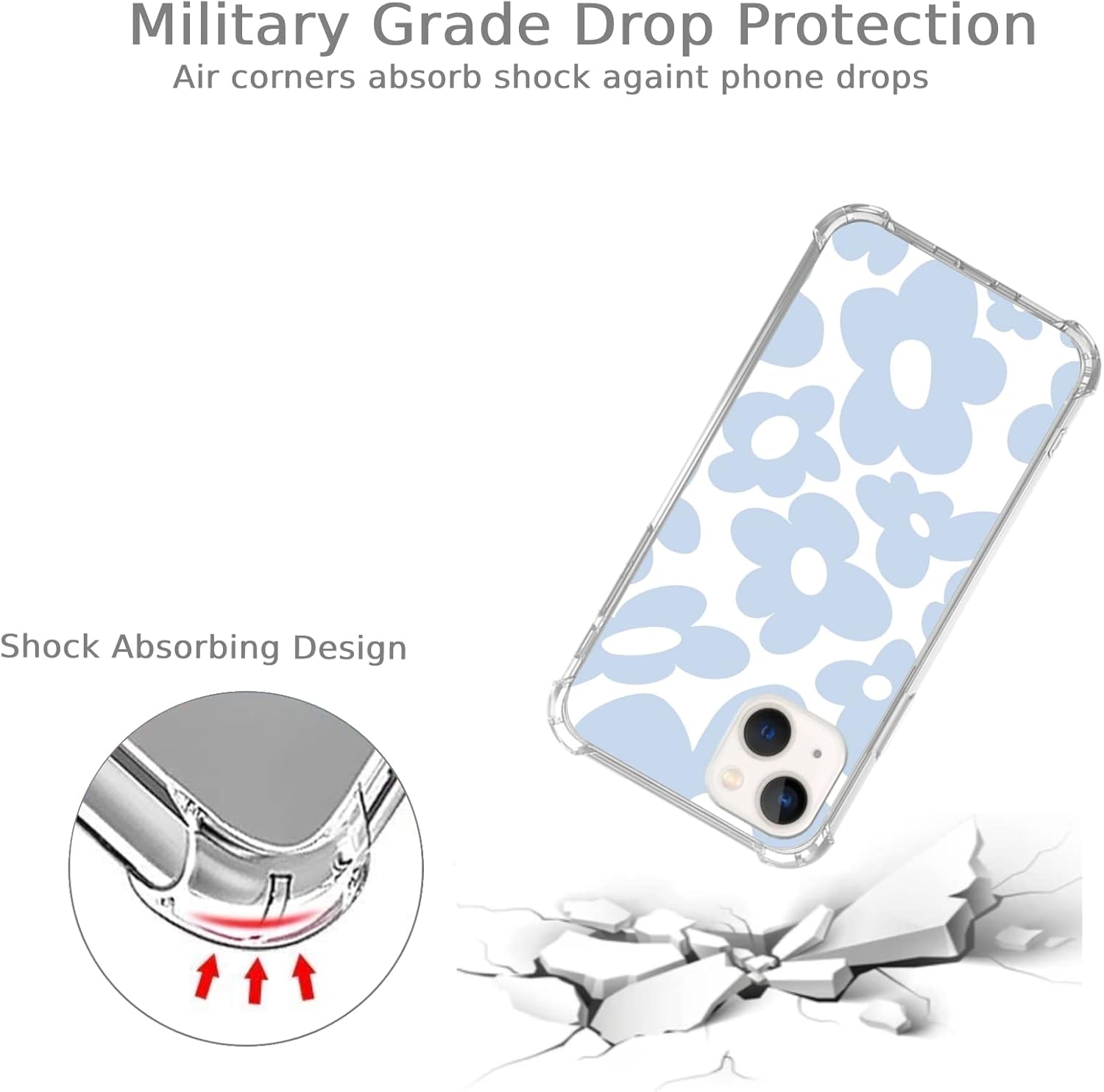 Funda con diseño de flores retro de los años 70, compatible con iPhone 15, diseño de flores hippie para iPhone 15, para adolescentes, hombres y