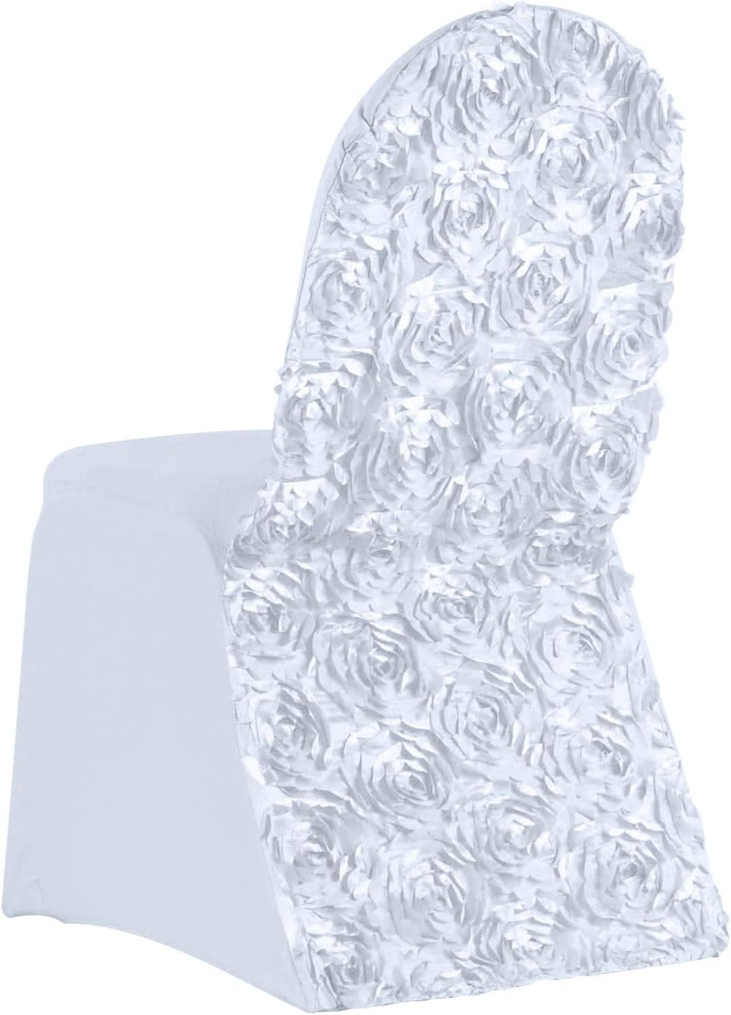Efavormart – Juego de 40 fundas elásticas para sillas de banquetes de elastano, color blanco con roseta satinada, para banquetes de boda, catering