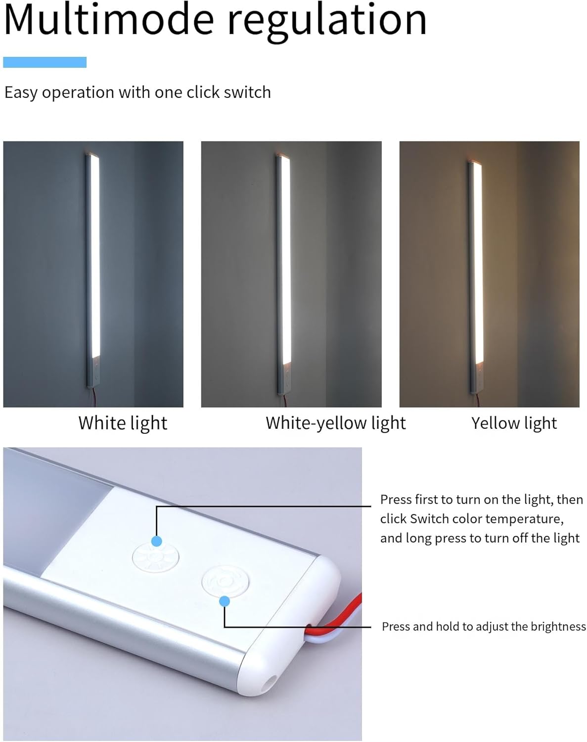 Barra de luz LED de 12 V con interruptor, temperatura regulable de 3 colores, luz interior de bajo voltaje para caravana, cámper, remolque,