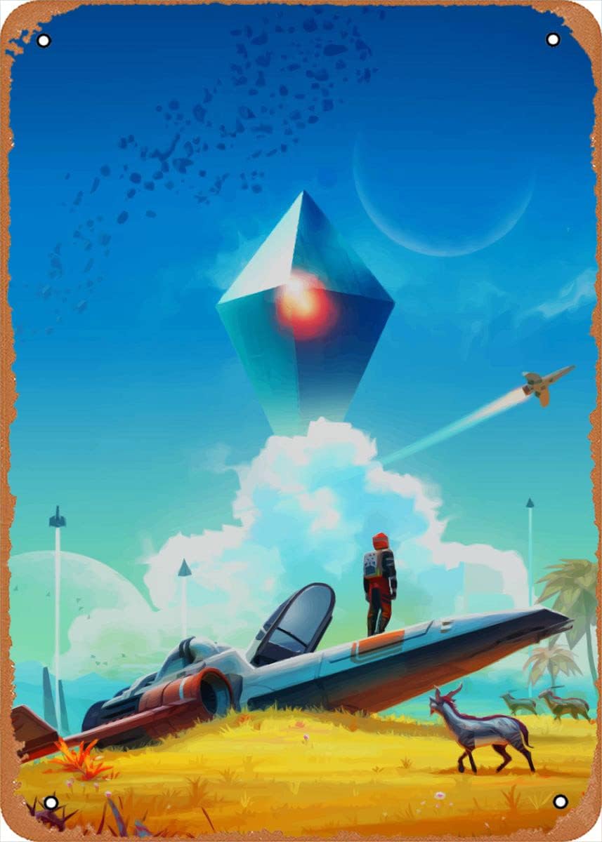 Cartel de metal con texto en inglés “The Classic Arcade”, letrero de metal con texto en inglés “No Mans Sky Space”, arte para pared, 8 x 12 pulgadas