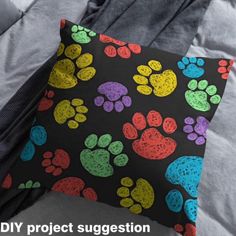 Feelyou The Yard – Tela para amantes de los perros, colorida tela de tapicería con estampado de patas dibujadas a mano para sillas, lindo patrón de