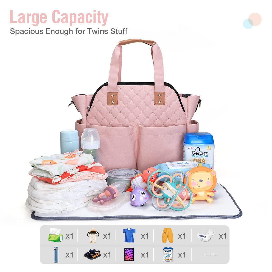Lekebaby Bolsa de pañales para mamá y niñas, color rosa