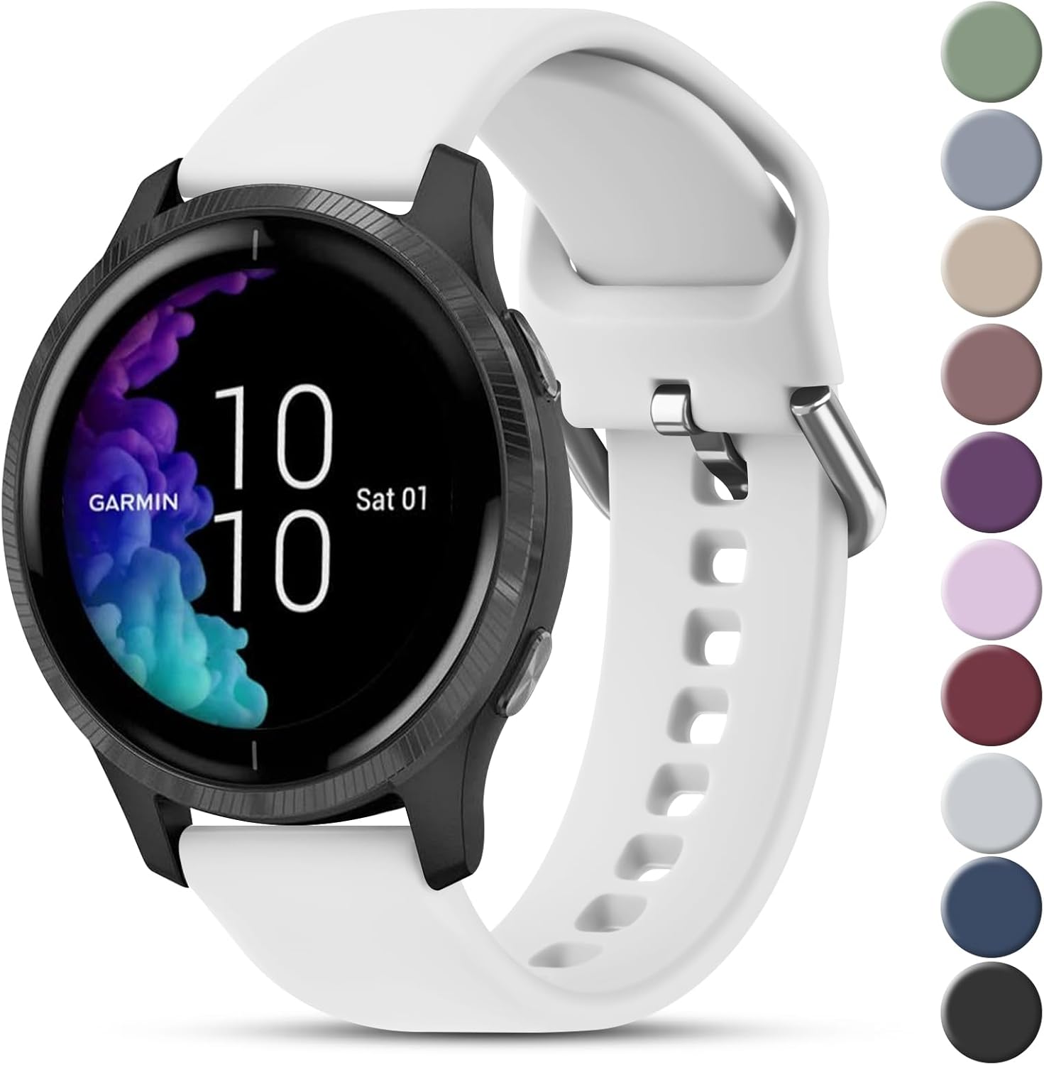 Vanjua Bandas compatibles con Garmin Venu 2 Plus, Venu Sq, Venu y Vivoactive 3, correa de repuesto deportiva de silicona suave para Garmin Vivomove