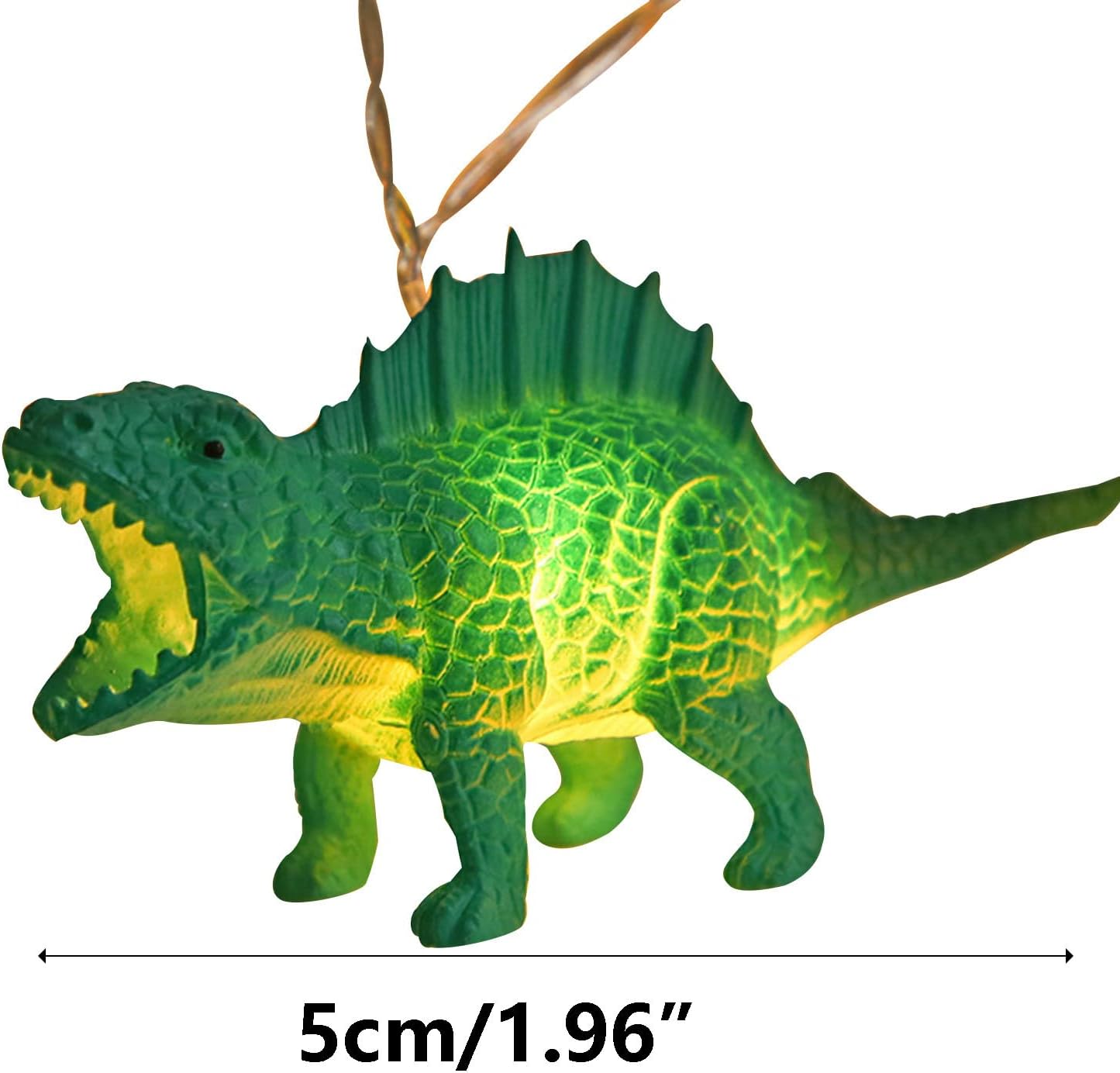 Cadena de 10 luces LED de dinosaurio de 4.92 pies, tira de luces de dinosaurio con dinosaurios brillantes, luz de dinosaurio de aspecto realista,