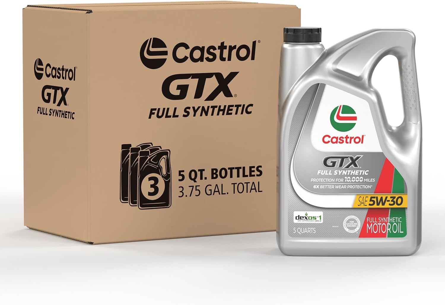 Castrol GTX – Aceite de motor sintético 5W-30, jarra de 5 cuartos (paquete de 3)