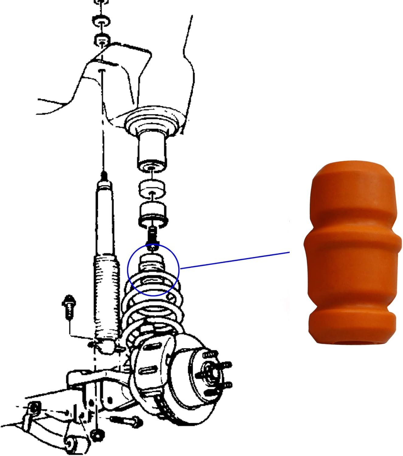 Tope de tope delantero, parachoques de suspensión superior para Cherokee XJ 1984-2001 (1 par)