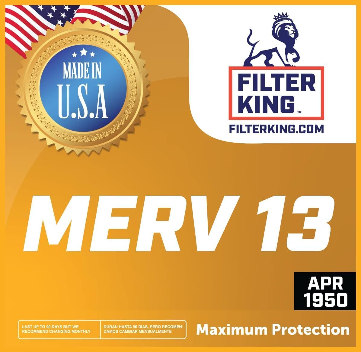 Filter King Filtro de aire 12x12x1  Paquete de 4  Filtros plisados MERV 13 HVAC para horno AC  HECHO EN EE. UU.  Tamaño real 11.5 x 11.5 x .75
