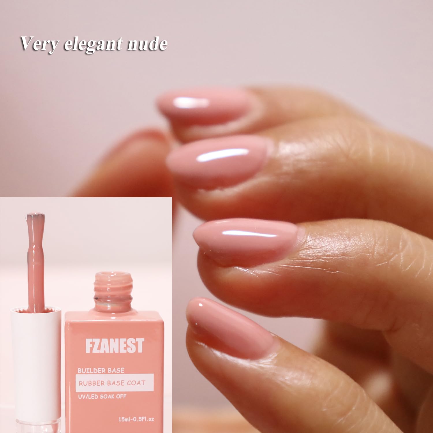 FZANEST Gel constructor de base de goma para uñas, juego de 2 piezas, color base, color nude, gel para uñas, fortalecer las uñas delgadas y