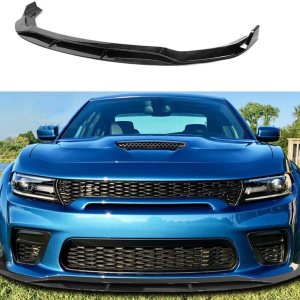 4 piezas de labio delantero compatibles con Dodge Charger 2020 2021 2022 SRT Hellcat cuerpo ancho parachoques delantero alerón divisor de labios 4 piezas de labio delantero compatibles con Dodge Charger 2020 2021 2022 SRT Hellcat cuerpo ancho parachoques delantero alerón divisor de labios