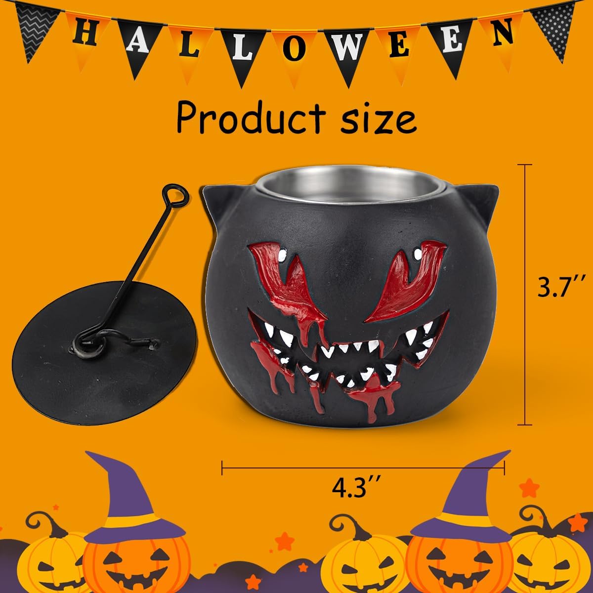 Cuenco para hoguera de mesa  Decoración para fogata de alcohol de gato negro de Halloween, chimenea de mesa de hormigón, decoración interior y