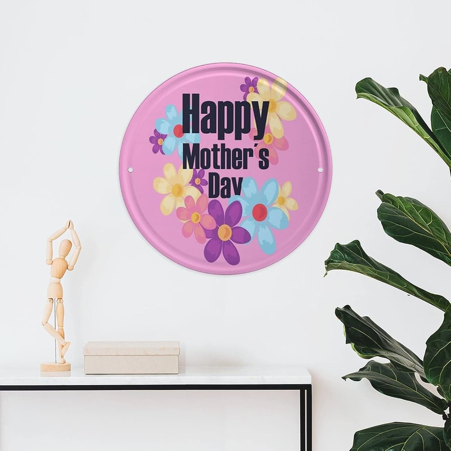 Cartel de metal con texto en inglés Happy Mother’S Day (Happy Mother’S Day de Stranger Things), decoración de pared, 6 x 6 pulgadas, cocina, puerta,