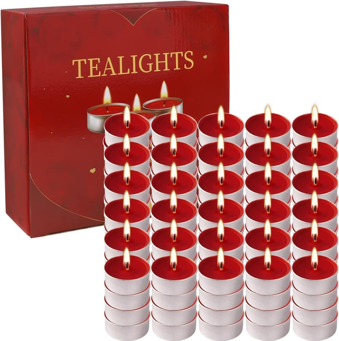 YOROXRG Paquete de 100 velas románticas sin perfume, velas de té sin aroma y de larga duración, sin goteo y de larga duración, para el estado de