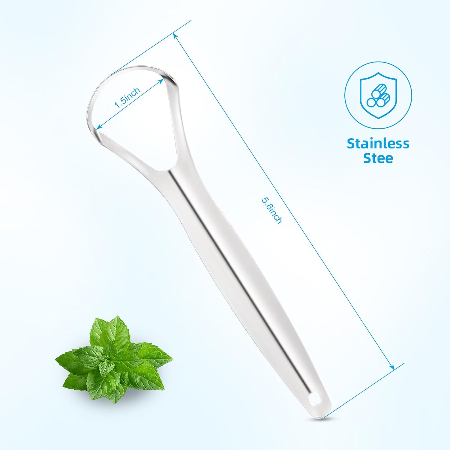 Raspador de lengua, rascador de lengua de metal para adultos, raspador de lengua de acero inoxidable, reduce el mal aliento y el aliento más fresco