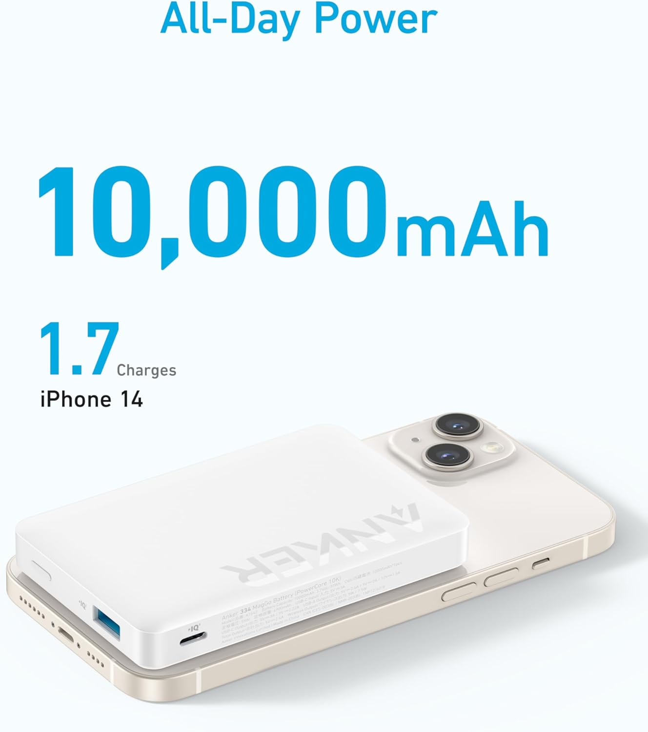 Anker Banco de energía magnético de 10,000 mAh, cargador portátil inalámbrico, batería de carga rápida de 20 W con USB-C, compatible con MagSafe,