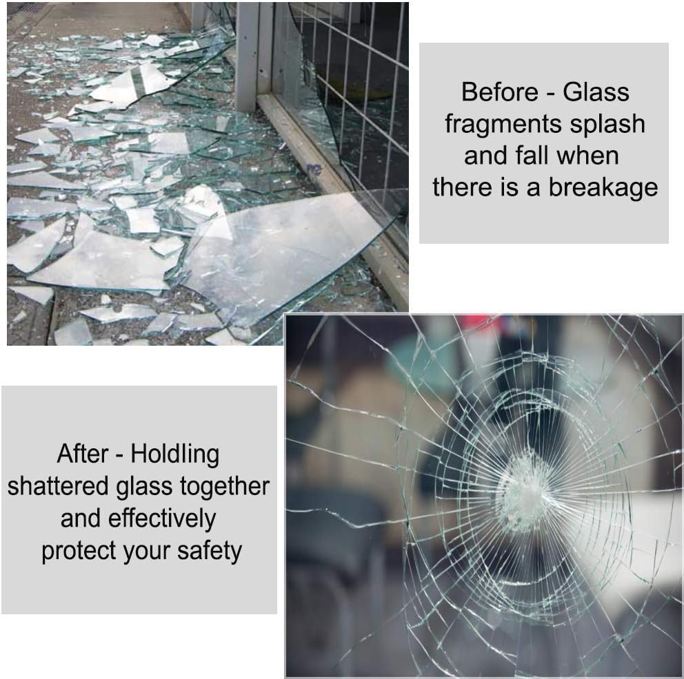 Clear Window Security Film Adhesive Anti Shatter Safety Window Glass Protection Sticker Heat Control Anti UV for Home and Office 2Mil, 60inch x