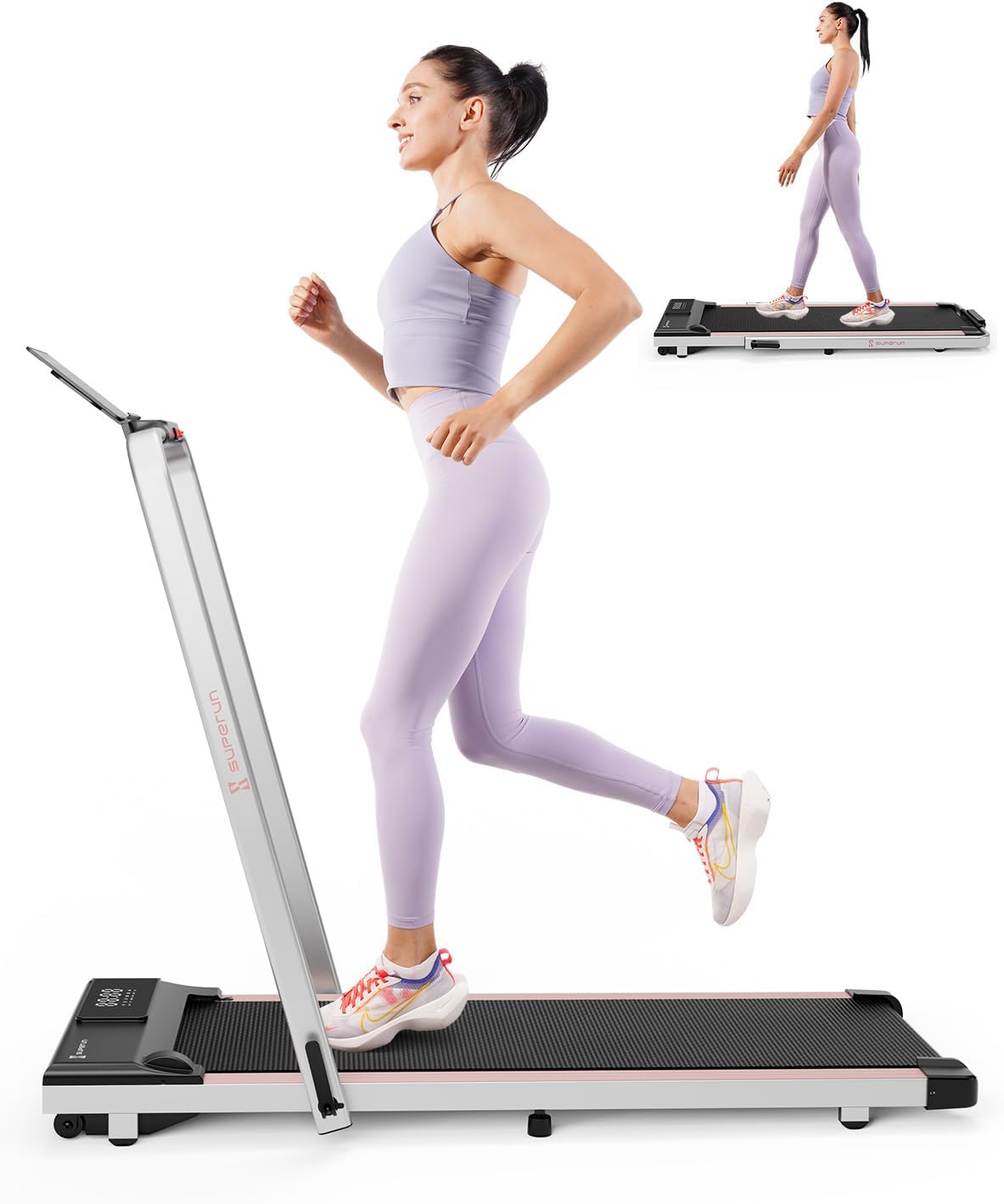 Caminadora 3 en 1 – Cinta de correr plegable de 3.0 HP para el hogar, fácil de almacenar, capacidad de 300 libras debajo del escritorio, instalación