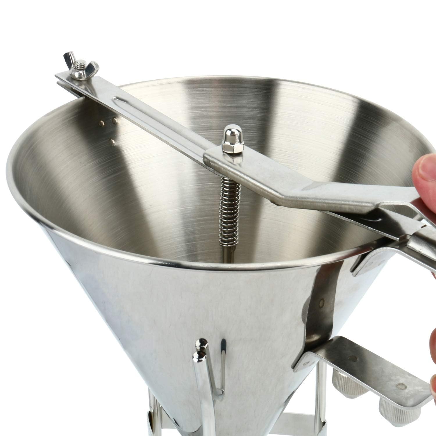 YaeMarine Embudo de confitería de acero inoxidable, embudo de decoración de pasteles con soporte y tres boquillas, herramienta de calidad comercial,