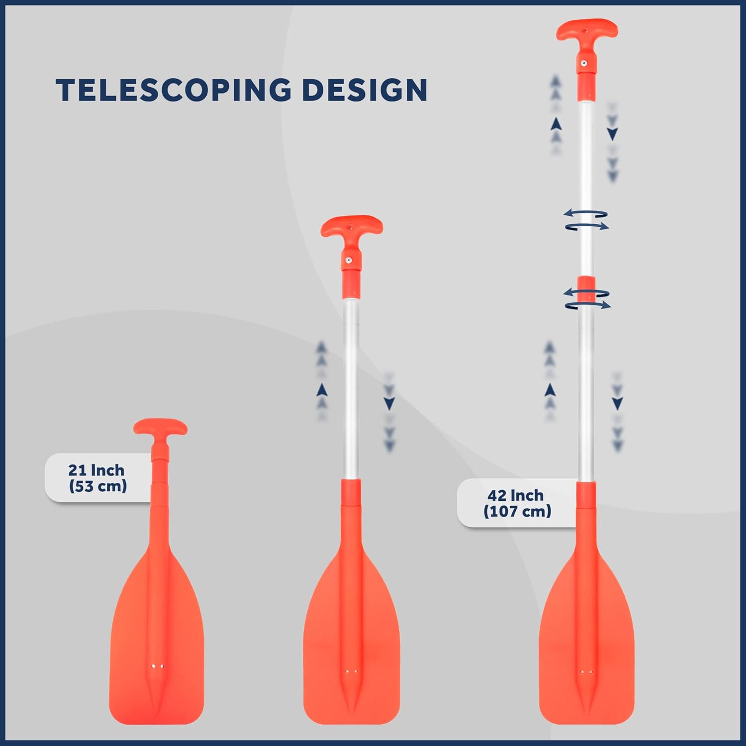 Five Oceans Paleta telescópica de emergencia, paletas de barco, paleta naranja flotante, se extiende de 21 a 42 pulgadas, diseño compacto para un