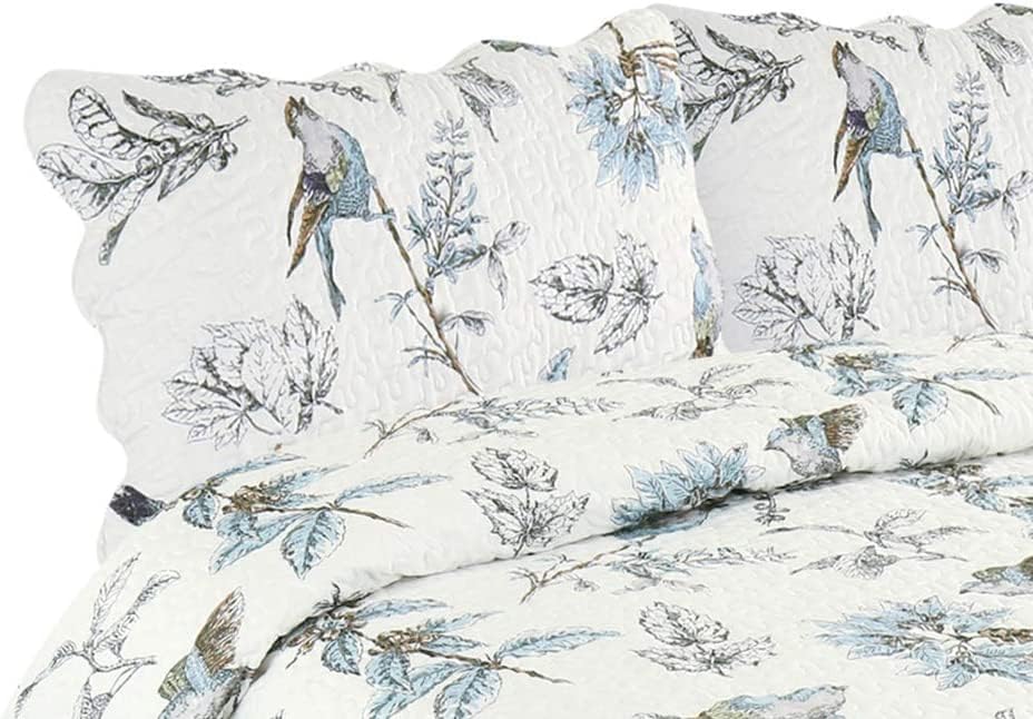 Sazana Juego de edredón de 2 piezas colcha reversible estampada (rama Birdie, individual)