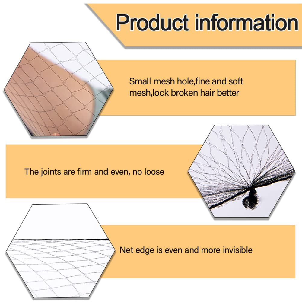 Hair Net Invisible Elasticity Mesh Wig Nets Edge Mesh Set, 30 PCS Hair Net, 50 PCS U-Pin and 20 PCS Seamless Hair Rope,For Hair Bun Dancer Kitchen