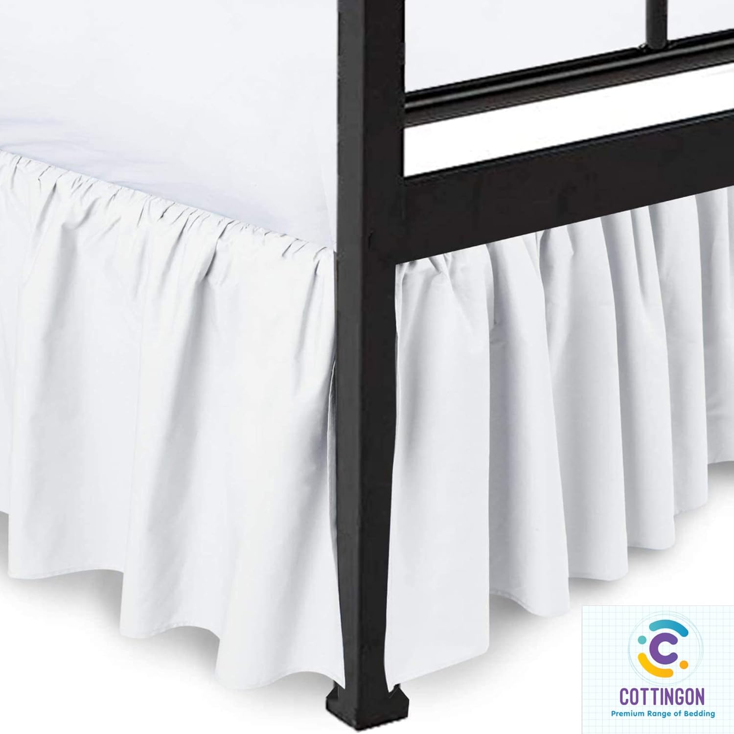 Falda de cama con volantes con esquinas divididas y cobertura de 3 lados