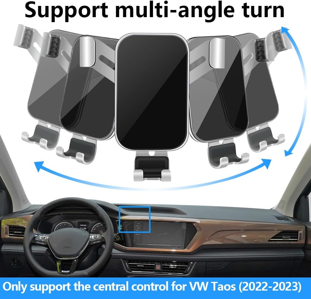 LUNQIN Soporte de teléfono de coche para Volkswagen Taos 2022 2023 2024 S SE SEL VW SUV Accesorios interiores de automóvil, mejor soporte para