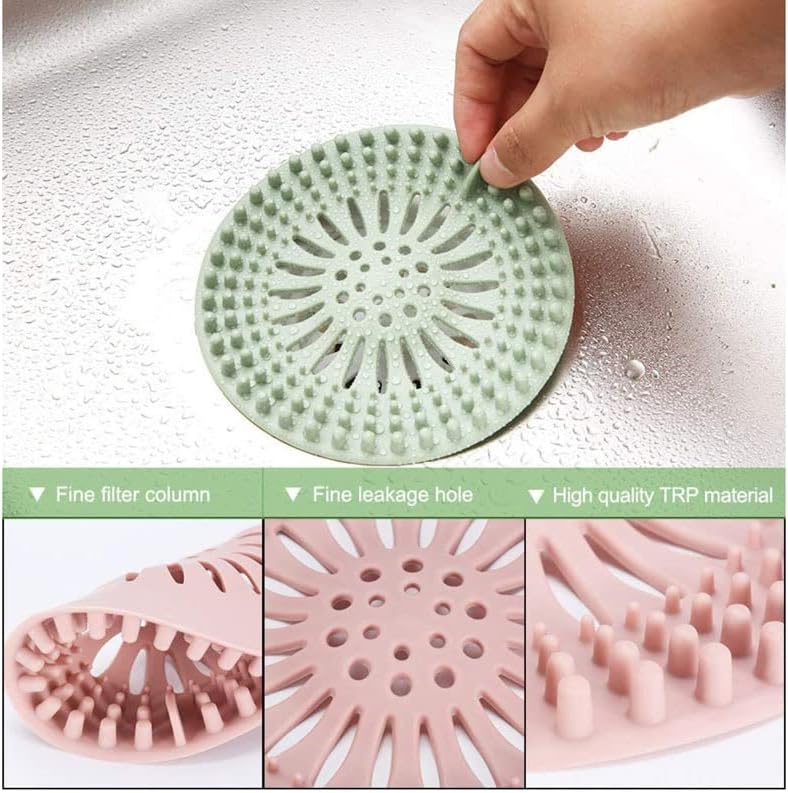 OIG Brands Paquete de 5 cubiertas de silicona para drenaje de ducha, fácil de instalar y limpiar, colador duradero para fregadero de baño, bañera,