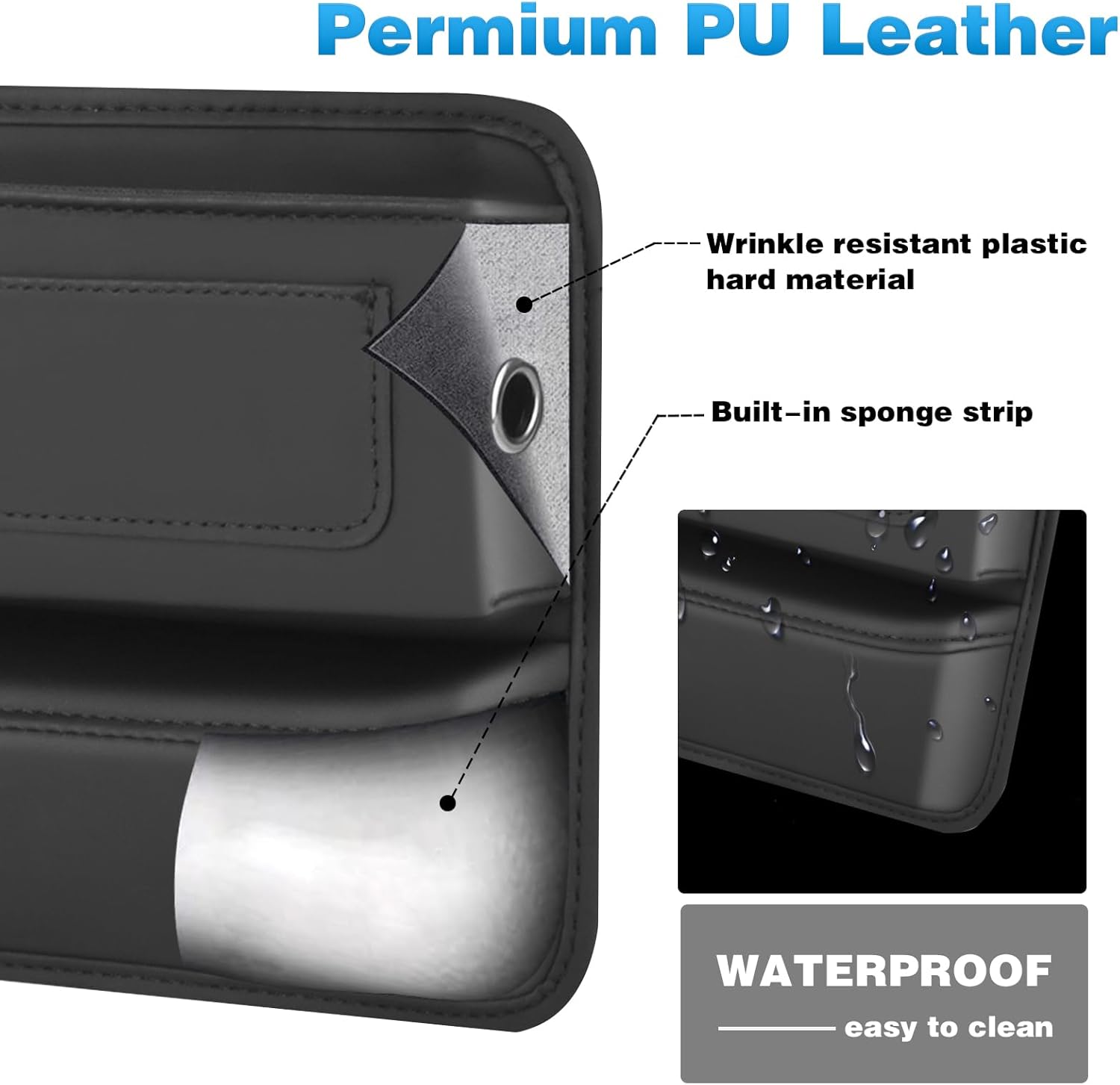 FUTRPOW Paquete de 2 fundas para asiento de automóvil, organizador universal para asiento de automóvil con posavasos de 2 tazas, caja de