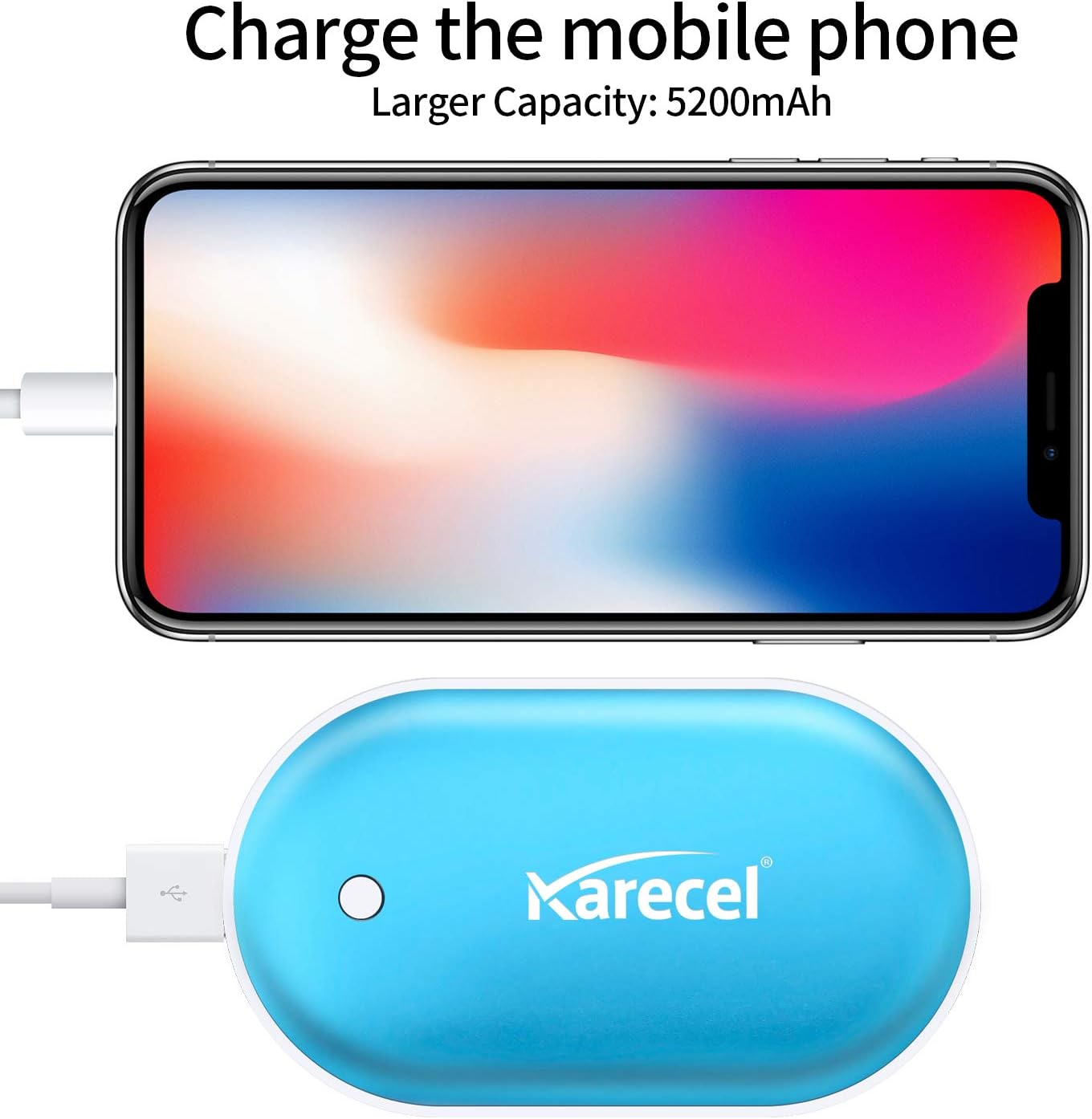 Calentadores de manos recargables, calentador de manos eléctrico reutilizable, 5200 mAh, calentador portátil USB, calentador de bolsillo caliente,
