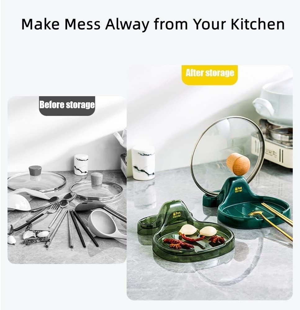 Espátula de cocina multifunción  Soporte para cuchara con soporte para tapa, soporte versátil para tapa de olla, resistente al calor y ecológico,