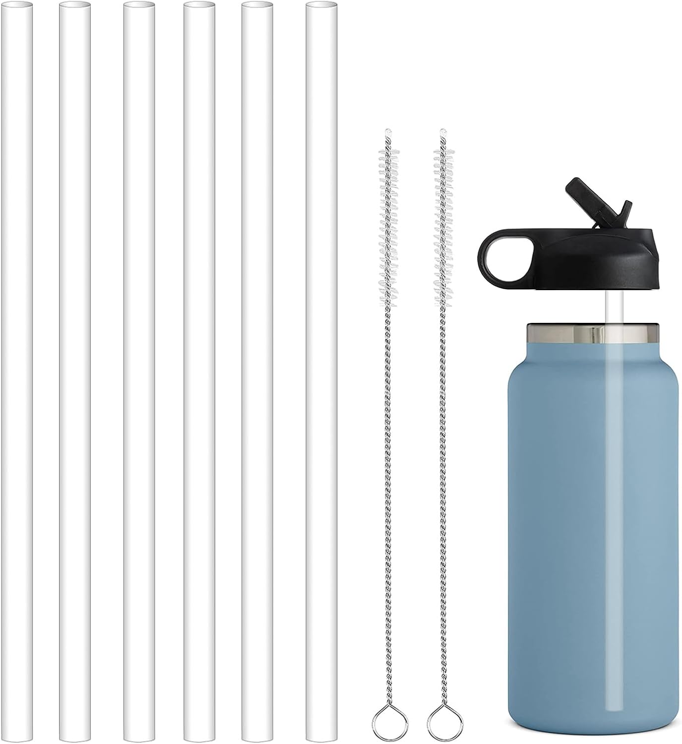 WK ieason Pajitas de plástico de repuesto, reutilizables, compatibles con vasos Stanley de 20 a 40 onzas Hydro y otras marcas con 2 cepillos para