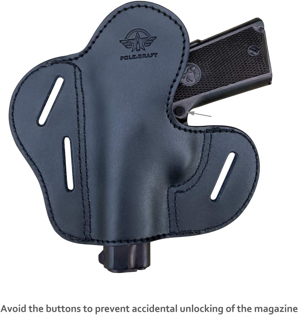 Funda 1911 1911 .45  0.354 in  4.25 pulgadas  4.25 pulgadas  4.5 pulgadas Funda de cuero OWB – Se adapta a la mayoría de pistolas estilo 1911PT1911