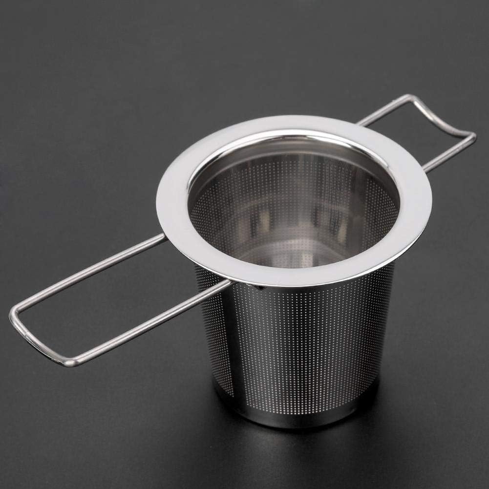 Fdit Filtro plegable del colador de la taza del metal del infusor del té de la malla del acero inoxidable con la tapa