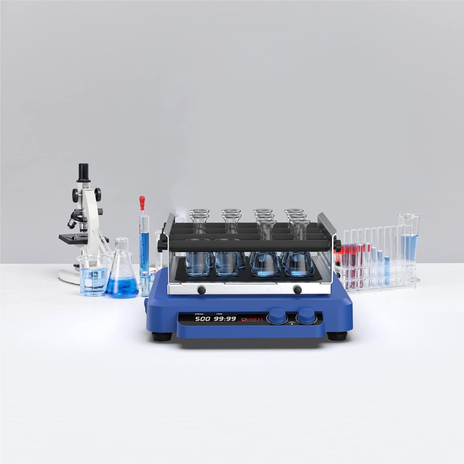4E’s USA Agitador orbital y lineal, velocidad ajustable, 20-500 RPM, capacidad de carga de 16.5 lbs, mezclador de laboratorio con modo de agitación