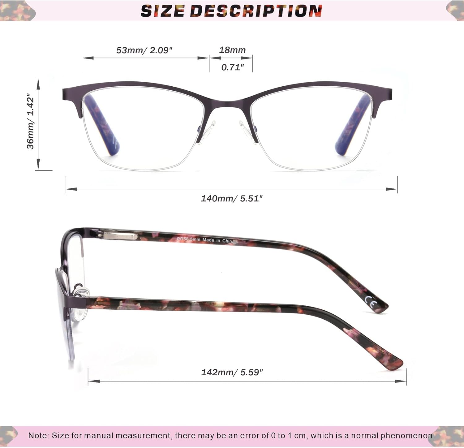 Missfive Lentes de lectura de metal multienfoque progresivos 3.0x de alta calidad para mujer y una funda, bisagra de resorte de calidad, bloqueo de