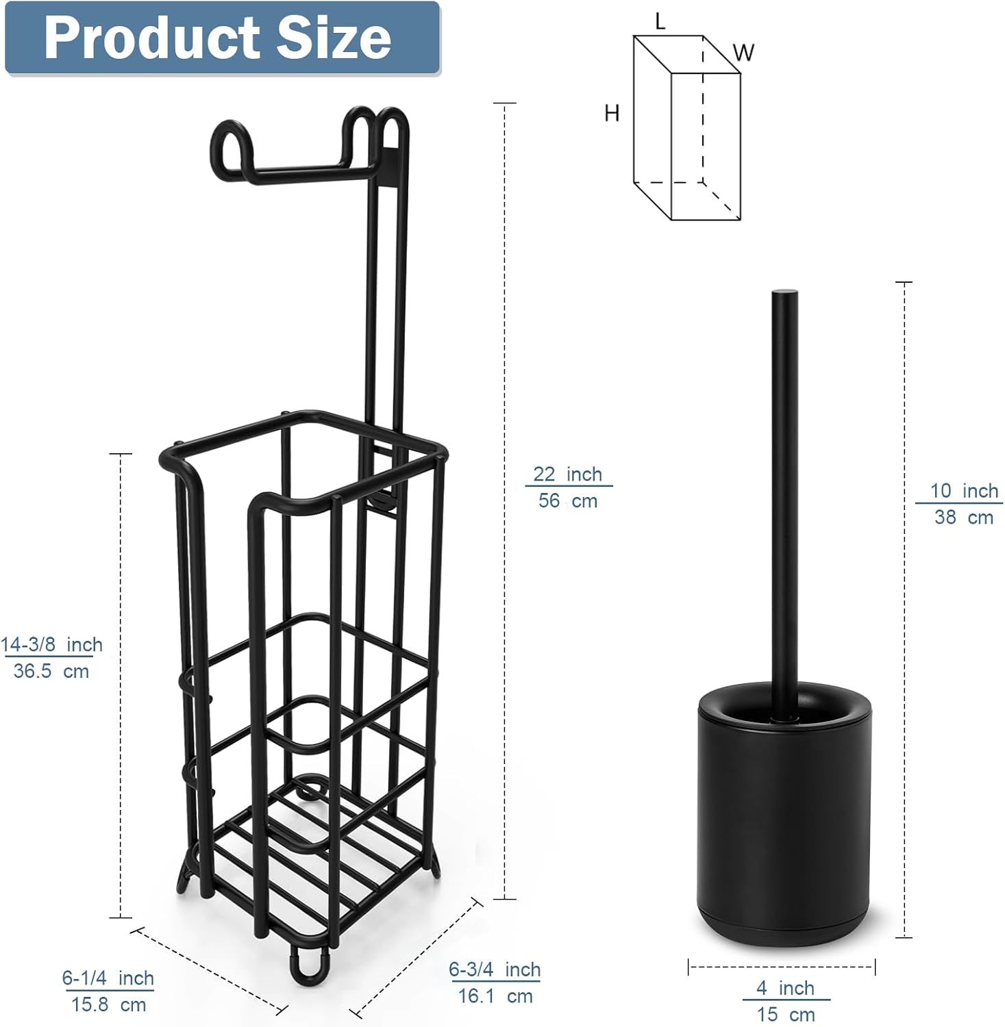 LKKL Soporte de papel higiénico, dispensador de rollos de papel higiénico con juego de escobilla de baño, soporte de acero inoxidable para baño e