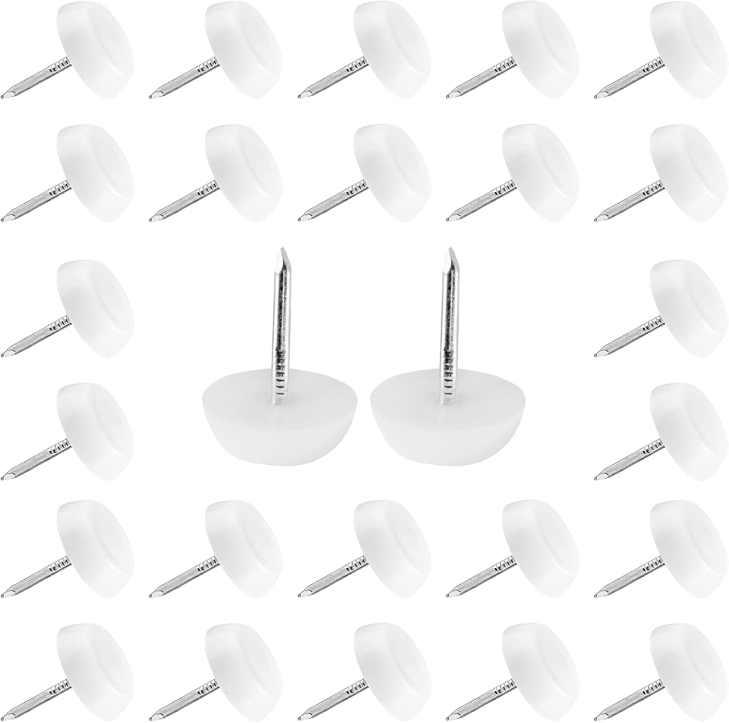 Waziaqoc 60 deslizadores de nailon para muebles, para uñas blancas en muebles, redondas, 0.630 in x 0.197 in, patas de muebles, protectores de