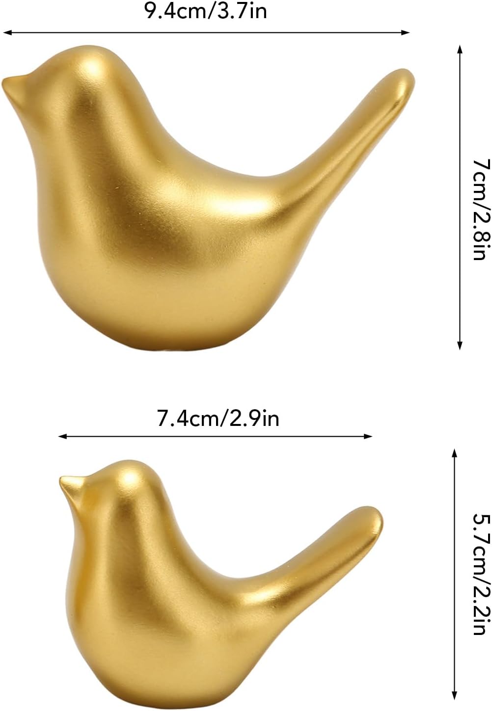 Fockety Estatuas de animales pequeños, 2 piezas, 2 tamaños, resina dorada, estatuas de pájaros pequeños, decoración del hogar, estilo moderno,