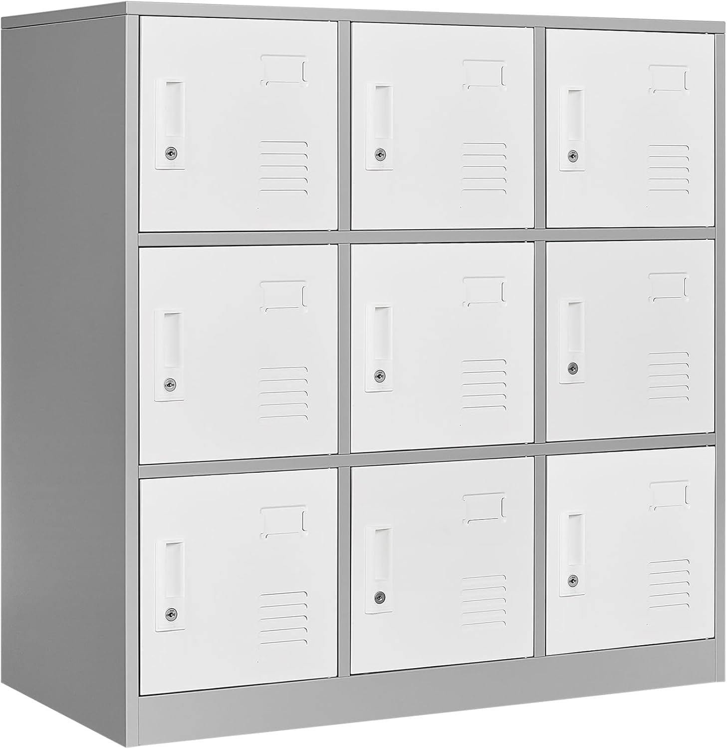 Taquillas para empleados, armario de almacenamiento de metal de 9 puertas con llaves y ranura para tarjetas, ideal para el hogar, oficina, escuela y