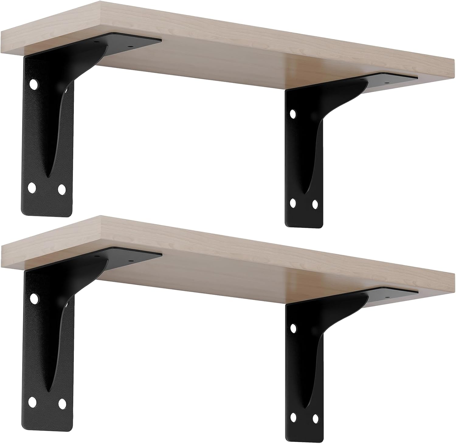 YUMORE Soportes de estante de 6 x 6 pulgadas, paquete de 4 soportes de estante negros en L resistentes, soportes de soporte de metal premium para