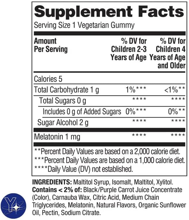 Zero Sugar Kids – Suplemento dietético de melatonina para dormir Spring Valley, gomitas de frambuesa y mora, 1 mg, 120 unidades y marcapáginas de