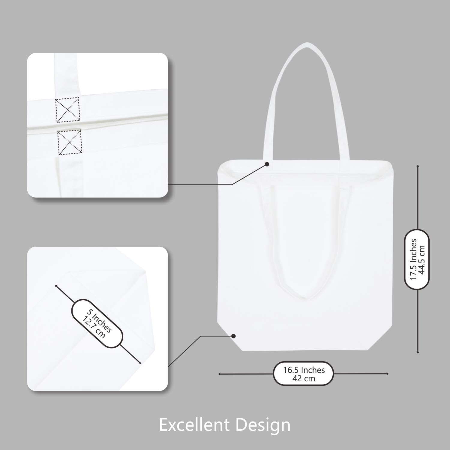 TOPDesign – Bolsa de lona de algodón súper fuerte, grande de 10 onzas