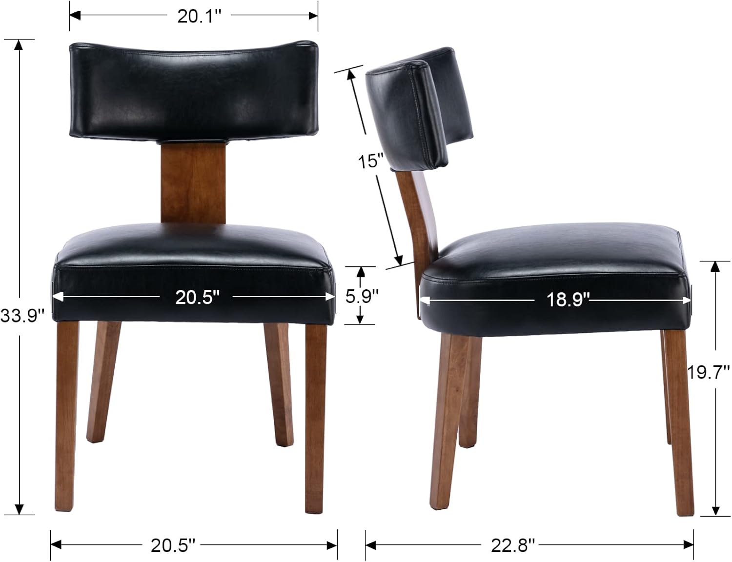 BESTANO Juego de 2 sillas de comedor modernas, cómodas sillas laterales tapizadas con patas de madera, sillas de comedor de piel sintética con